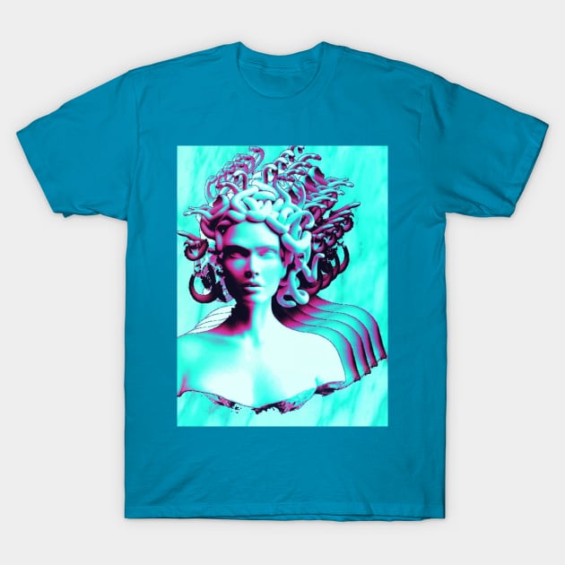 Vaporwave Medusa Glitch T-Shirt by isarol